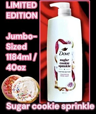 Dove SUGAR COOKIE SPRINKLE gel de baño EDICIÓN LIMITADA tamaño Jumbo 1184 ml / 40 oz Foto 1 de 4