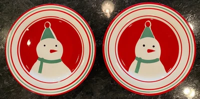 St. Nicholas Square/Candy Greetings/Snow Man/Salad Plates/Set of 2/New - Image 1 of 2