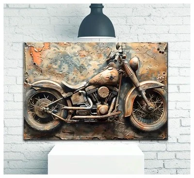 Vintage Wooden Framed Motorcycle Art for Home, Office, Bars, Biker Bars - Image 1 of 4