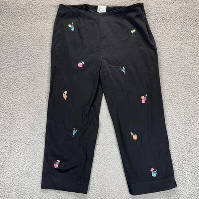 Pantalones capri negros para mujer Bamboo Traders bordados cóctel bebidas talla 14 Foto 1 de 4
