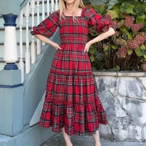 Ivy City Medium Madeline gesmoktes kariertes rotes Kleid - Bild 1 von 6