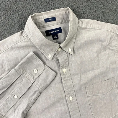 Camisa J.CREW Cambray Para Hombres Mediana Calce Ajustado Botones Elastizada Denim Gris Foto 1 de 4