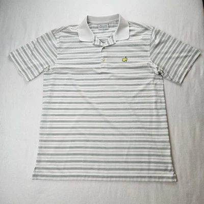 Masters Performance Men's Size L Golf Polo Shirt S/S Green White Striped - Image 1 of 4
