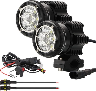 Coppia Fari per Moto Faretto Frontale Fendinebbia Aggiuntivo Supplementari per M - Immagine 1 di 4