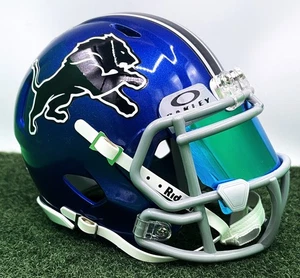 CUSTOM RIDDELL SPEED MINI FOOTBALL HELMET - DETROIT LIONS - Picture 1 of 8