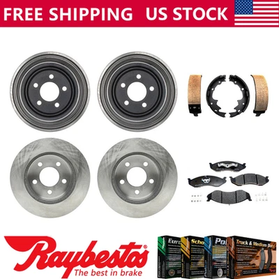 Rotores de freio e pastilhas de cerâmica para Jeep Wrangler 2001-2006 + tambores e sapatas de freio - Imagem 1 de 4