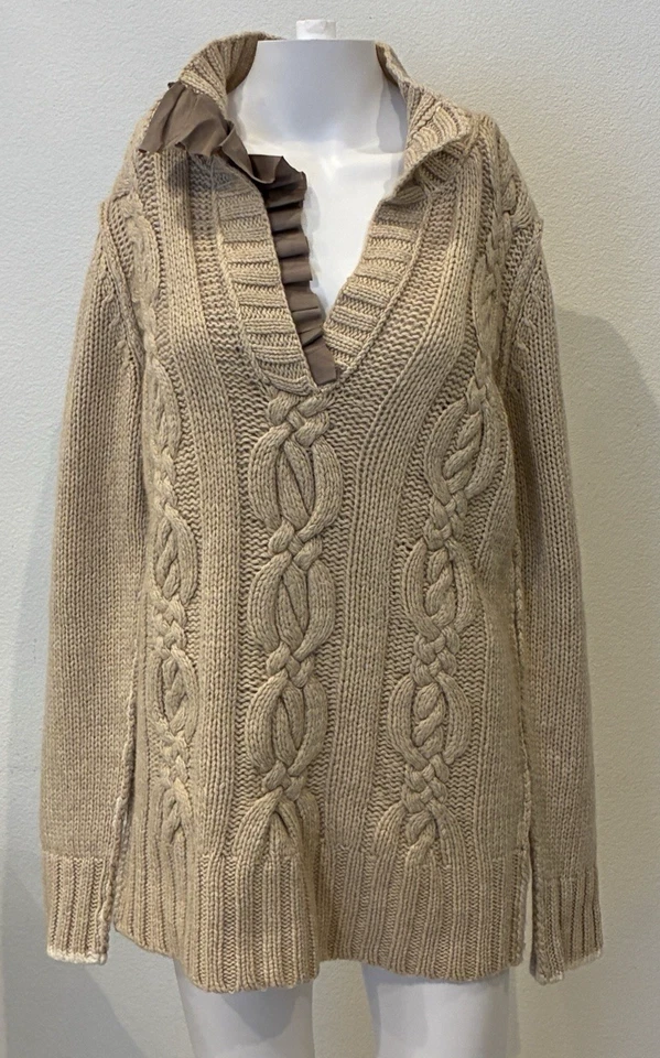 Suéter De Colección Banana Republic Heritage Tejido con Cable Para Mujer L Lana Volantes Dinero Antiguo Foto 1 de 4