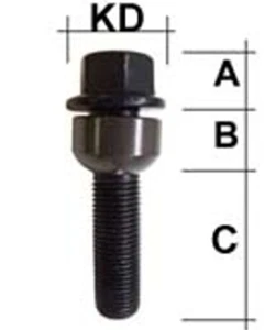 Radschraube M14 x 1,5 x 30mm Kugelbund R14 zweiteilig SW19 Porsche - Bild 1 von 1