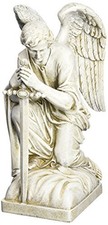 Joseph Studio Tall Male Angel Kneeling with Sword Garden Statue 13.25in, New