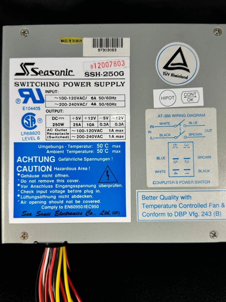 SSH-250G - SEASONIC - 250 WATT PS2 / AT POWER SUPPLY - Image 1 of 4
