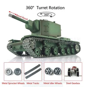 Henglong 1/16 7.0 Soviet KV-2 RTR IR BB RC Tank Gigantic 3949 Barrel Recoil Smog - Picture 1 of 11
