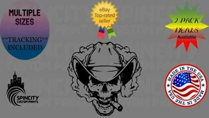 Cowboy Skeleton Car Window Vinyl Decal Truck Cigar Graphic Large Sticker - Bild 1 von 11
