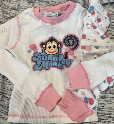 NWT Girls CIRCO Sz 4 Thermal Pajamas / Thermal Long Underwear 2pc Monkeys - Image 1 of 4