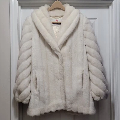 Abrigo de Colección Años 80’s Monterey Fashions Blanco Piel Sintética Pila Alta Para Mujer’s 14 EE. UU. Foto 1 de 4