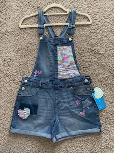 JORDACHE Girls Denim Overalls Shorts Changing Sequence Love Star Heart XXL (18) - Picture 1 of 14