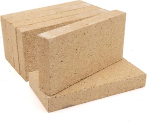 Fire Bricks, Woodstove Size 9" X 4-1/2" X 1-1/4", 6-Pack Refractory Bricks - Picture 1 of 12