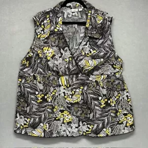 Top CATO donna 22 24 nero floreale senza maniche scollo a V blusa pull over scintillante - Foto 1 di 14
