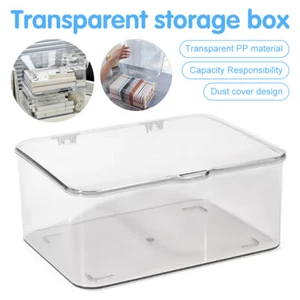 Transparent Desktop Storage Bin Large Capacity Plastic Desktop Organizer Bin Box - Picture 1 of 18