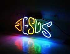 Jesus open Neon Sign Light Bar Pub Club Beer Bud Lamp cafe Christianity 14"x8"G1