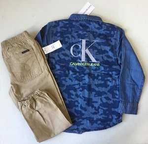 NWT Calvin Klein CK Boys Size 6 Cotton Shirt and Jogger pant 2pc set - Picture 1 of 9