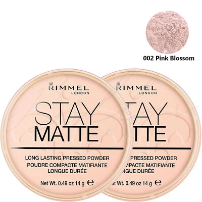 RIMMEL London Stay Matte Pressed Face Powder 14g - 002 Pink Blossom *PACK OF 2* - Image 1 of 4