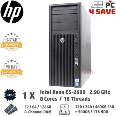 HP XEON E5-2690 CPU / 128GB RAM / 480GB SSD + 1TB HD GPU Z420 Custom Workstation - Image 1 of 4
