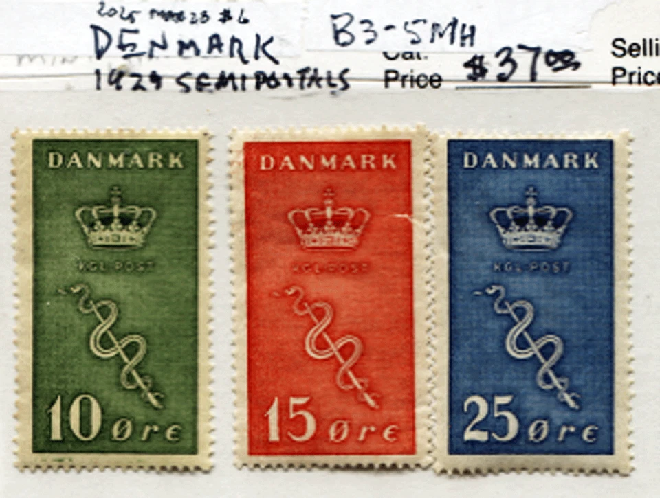 🦋🦋1939 DINAMARCA Sc#B3-B5 ¡Escaso conjunto como nuevo! SCV $37.00 Foto 1 de 1