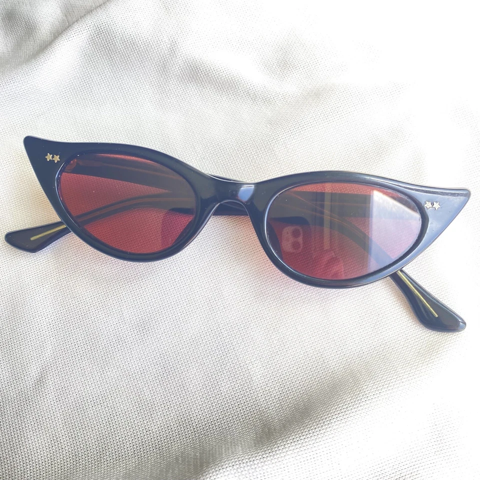 Gafas de sol MCM vintage años 50 60 mod negras ajustadas ojo de gato - hechas en JAPÓN Foto 1 de 4