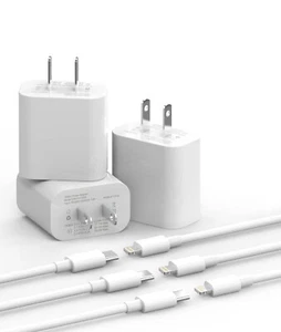 3 Pack Fast iPhone cable WITH USB-C CHARGING BRICK - Picture 1 of 3