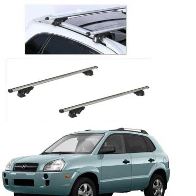 BARRE PORTATUTTO ALLUMINIO HYUNDAI TUCSON ANNO 2005 CON RAILS 4 SERRATURE K9 - Immagine 1 di 4