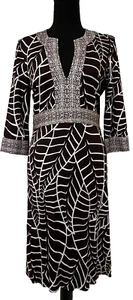 Tory Burch Multi-Color Abstract Banana Leaf Print 100 % Silk Sheath Dress Sz S - Picture 1 of 11