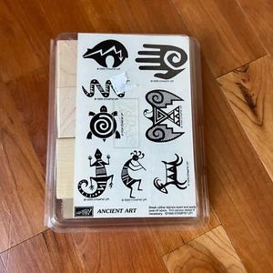 Stampin Up Ancient Art Set of 8 Red Rubber Wood Mounted Stamps Kokopelli - Picture 1 of 2