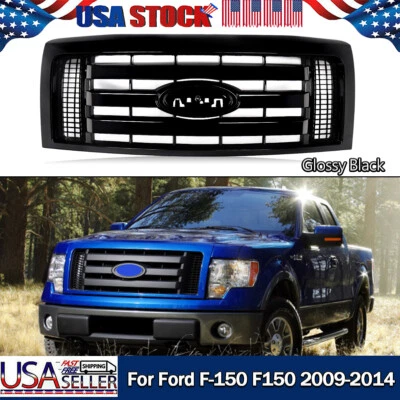 GLOSSY BLACK FRONT UPPER GRILL BUMPER GRILLE FOR 2009-2014 FORD F-150 F150 XLT Foto 1 de 4