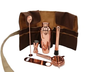 Cocktail Bartender Mixing Tool Roll Up Bag Shaker Set Gift Party Home Bar - Picture 1 of 12