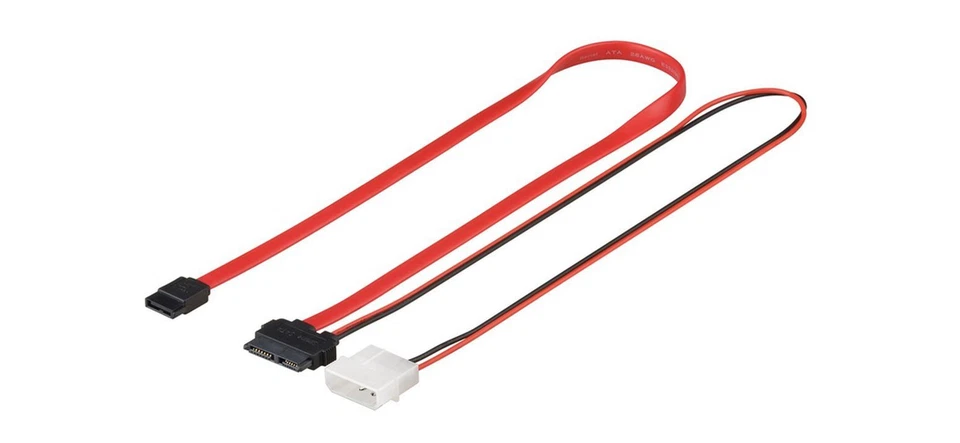 SATA Slimline SATA Slim Kabel 7+6pin Buchse + 4pin Strom 2pin belegt + 7pin SATA - Bild 1 von 1