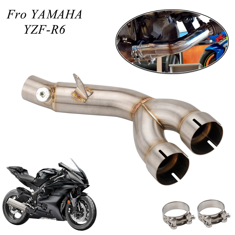 Slip For Yamaha YZF R6 2006-2023 Stock Muffler Modified Exhaust Mid Link Pipe - Image 1 of 4