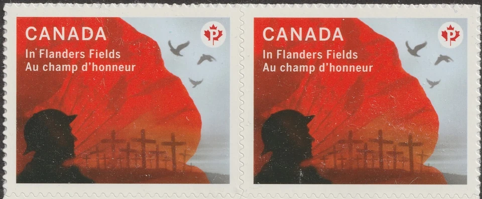 Canada 2836 In Flanders Fields P horz pair MNH 2015 - Image 1 of 1