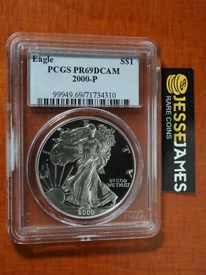 2000 P PROOF SILVER EAGLE PCGS PR69 DCAM CLASSIC BLUE LABEL - Image 1 of 2