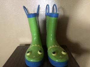 Sunny Patch Kids Size 12-13 Rain Boots Rubber Alligator Blue Green Yellow - Picture 1 of 12