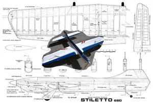 Model Airplane Plans (UC): STILETTO 660 59" Stunt for .46 by Les McDonald - Picture 1 of 3