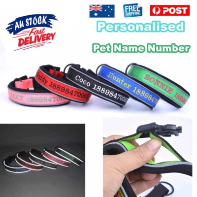 2025 Personalised Dog Collar custom name number ID Night Reflective - image 1 of 4