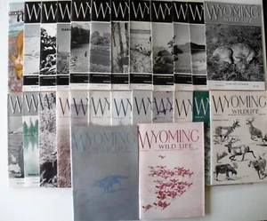 WYOMING WILDLIFE 26 Vintage Issues 1953 '54 '55 '65 HUNTING FISHING Publication - Foto 1 di 9