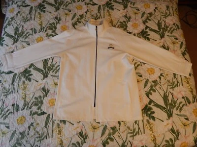 St. John Sport Marie Gray Ivory Embroidered Logo Zipup Jacket Italy Size M — 第 1/4 张图片