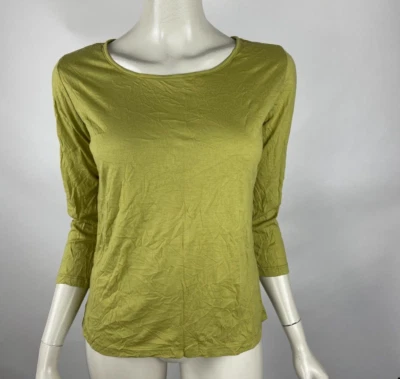 Cómoda camiseta ligera de rayón elástica con cuello redondo manga S manga 3/4 arrugada EE. UU. Foto 1 de 4