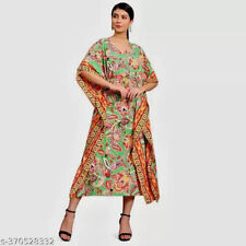 Indian Women Kaftan FloraL Print Beach Holiday Plus Size Summer Kimono Sundress