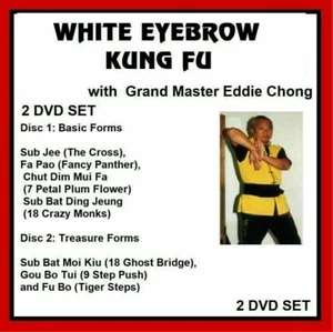White Eyebrow Kung Fu 2 DVD Set 7 Forms Eddie Chong Bak Pak Mei Fushan gung fu - Imagen 1 de 1