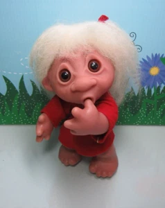 1977 HEATHER THUMB SUCKER - Bambola troll diga Norfin 8" - Rara - DANIMARCA - Foto 1 di 13