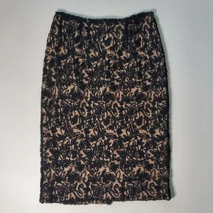 David Meister Black Mesh Lace Illusion Cocktail Pencil Skirt 10 Edgy Glam Preppy - Picture 1 of 14