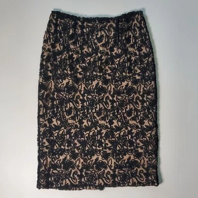 David Meister черная сетка кружева иллюзия коктейль карандаш юбка 10 острый гламур опрятный - Изображение 1 из 4