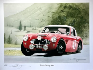 AUSTIN HEALEY 3000 MK3 BMC OBRAS COCHE DE RALLY NUEVA PINTURA IMPRESIÓN ARTE CHRIS DUGAN - Imagen 1 de 2